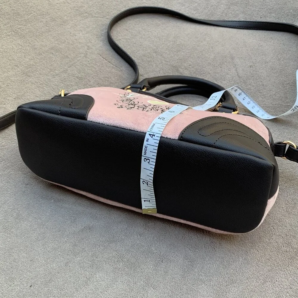 Juicy Couture Brushed Velvet and Faux Leather Handbag with Shoulder Strap - Picture 5 of 14